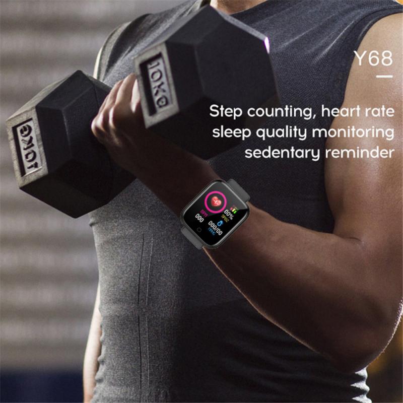 Y68 Smart Watch Bluetooth Fitness Tracker cardiofrequenzimetro pressione sanguigna Smart Wristband Unisex Smart Watch per Android IOS