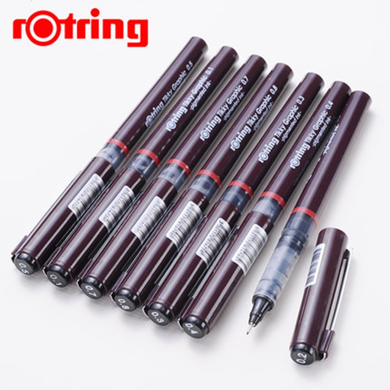 3pcs/lot Rotring Tikky Graphic Pigmented Ink 0.1/0.2/0.3/0.4/0.5/0.7/0.8mm Disposable Liner Pen For Graphic