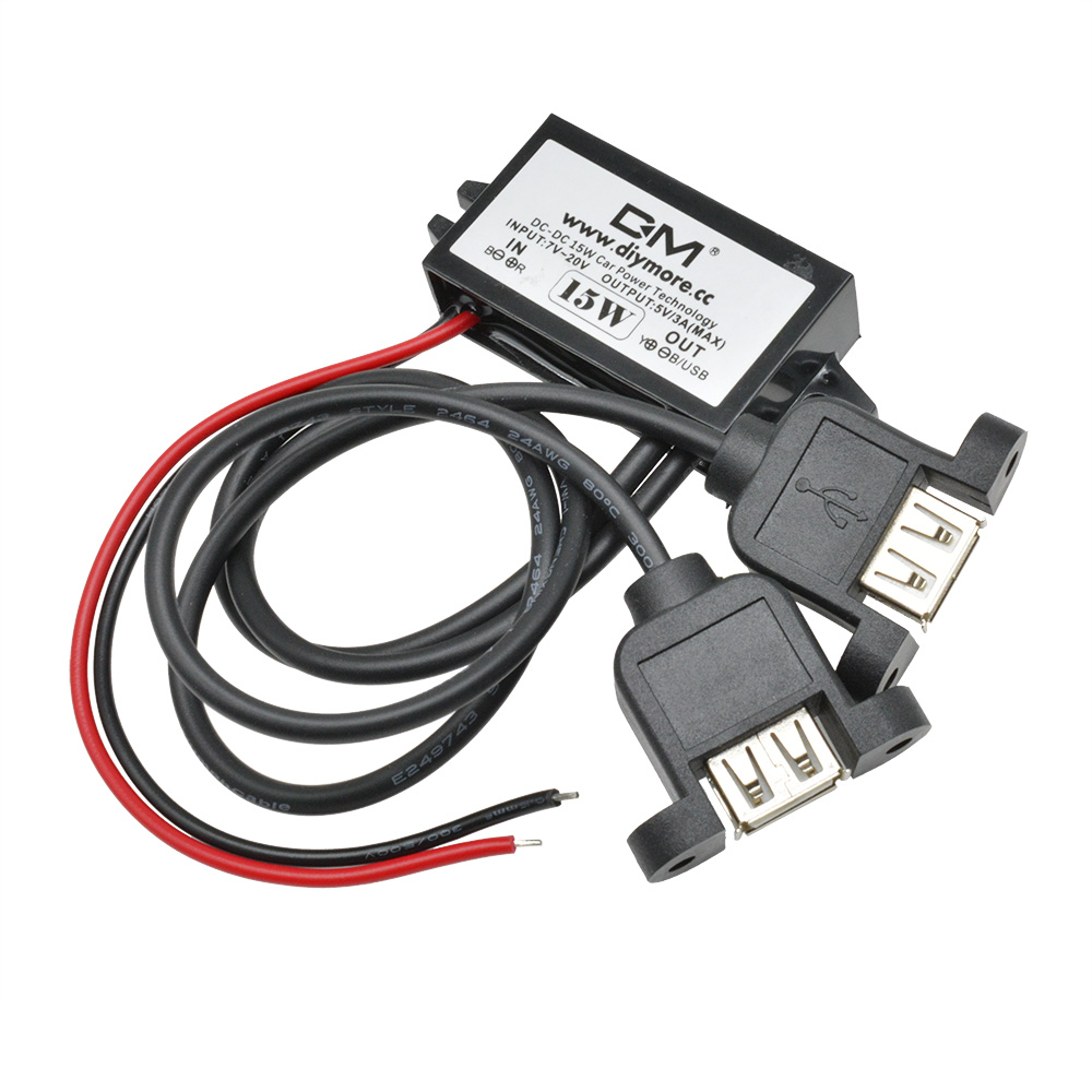 Convertor auto dc -dc 12v to 5v 3a 15w , sursă de alimentare buck, adaptor micro usb mascul/femelă, protecție auto: Negru