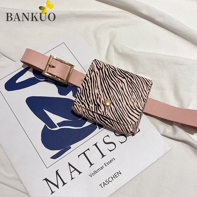 BANKUO-Bolso de piel sintética con estampado de cebra leopardo y ladridos para mujer, riñonera con solapa para lápiz labial, Z313