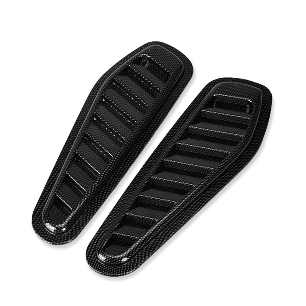 2pcs Auto Air Flow Intake Hood Scoop Vent Bonnet Cover Universal ABS Auto Styling Decorative Accessories: Carbon Fiber Color