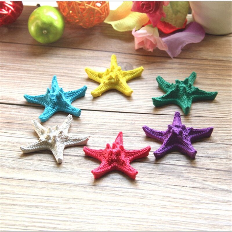 Medelhavsstil havsstjärna hav strand ornament bröllop terrarier akvarium dekoration harts hantverk heminredning 5.5-8cm