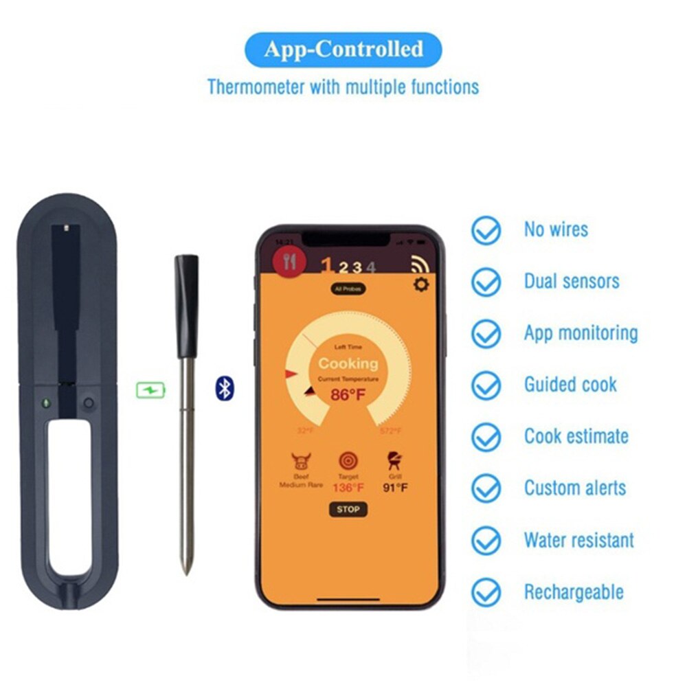 Bluetooth Vlees Thermometer Rvs Sensor Economische... Grandado
