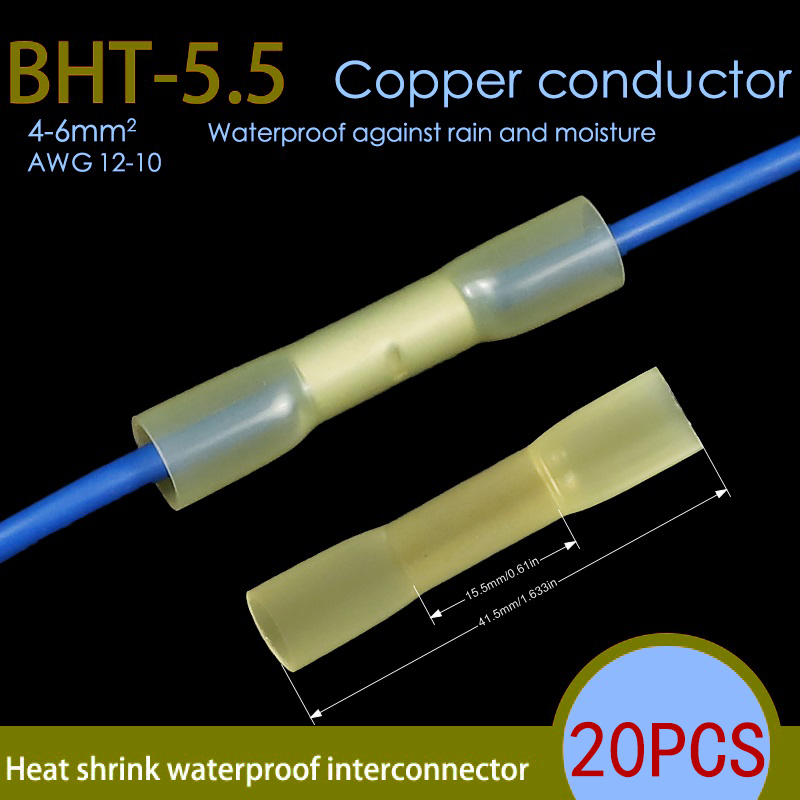 50-teiliges wasserdichtes Schrumpfdraht-Anschlüsse-Set, Kfz-Elektro-Anschlussklemmen-Set, Stoßspleißverbinder, 22–10 AWG: Marineblau