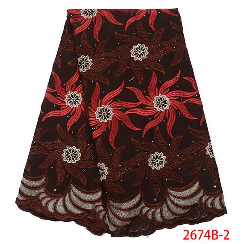 Tissu en dentelle de coton Voile suisse, tissu en dentelle africaine, Voile de suisse, tissu en dentelle africaine, , broderie nigériane avec pierres, pour femmes, collection: Picture 2
