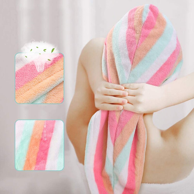 2pc mikrofiberhårhanddukar för kvinnor lockigt hår spa turban snabbtorkande handduk badduschmössa snabbtorkande handduk för huvudet