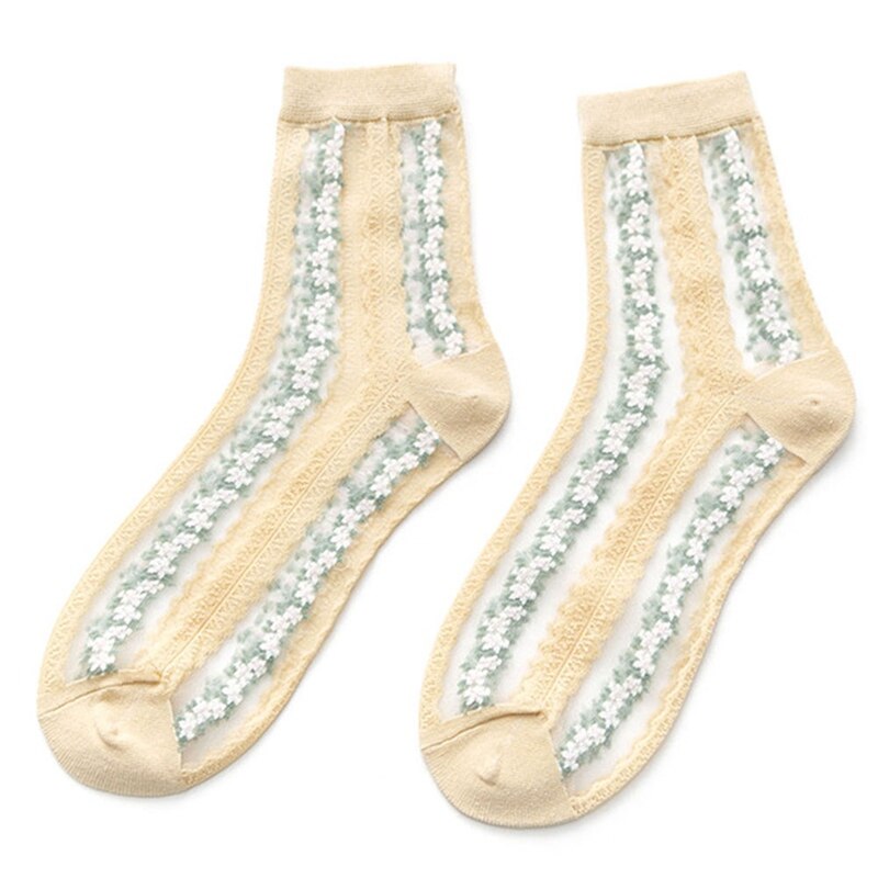 Kleinen Blumen Glas die Seide Socken Rohr Strümpfe Frauen Atmungsaktive Sport-Socken Komfortable Mischung Socken: Ursprünglich Titel