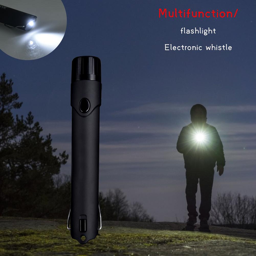 2-in-1 Electronic Flashlight Whistle Waterproof Emergency Whistle