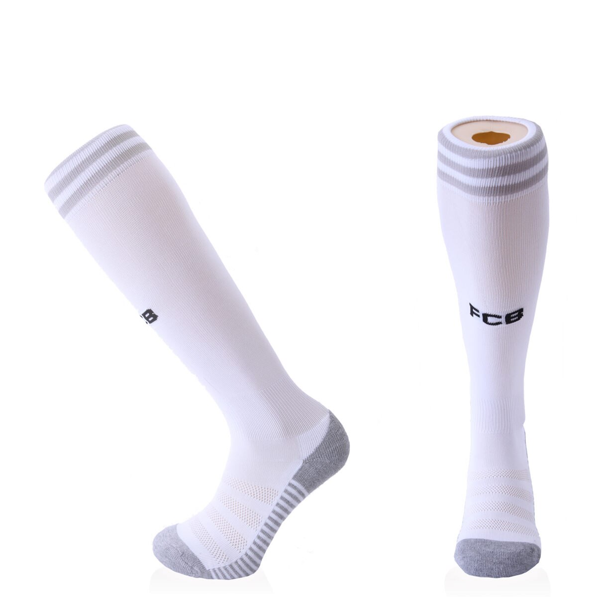 Men Sports Soccer Socks Football Club Sock Knee-High Breathable High Elastic Adult Kids Long Stocking Socks Boy: BR white / for Adult