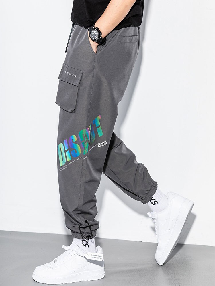Techwear riflettente uomo Streetwear pantaloni Hip-Hop coreani Harem pantaloni Cargo Casual da uomo pantaloni larghi funzionali multi-tasca