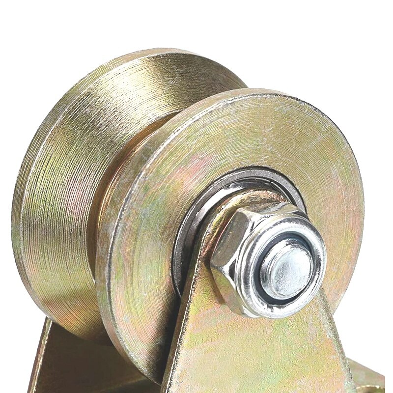 2 pièces 2 pouces v-rainure roue lourde rigide roulette porte coulissante rouleau pour porte coulissante machines industrielles Rail de câble métallique