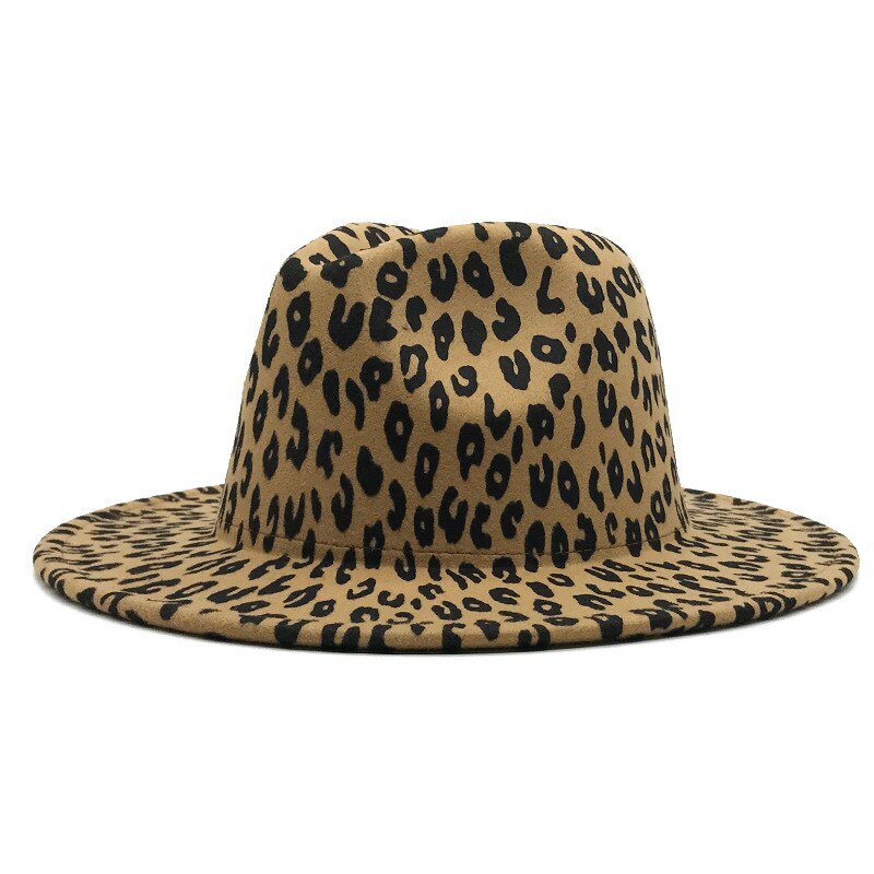 Winter Fedora hüte für frauen Flache breite Krempe Panama Wollfilz Jazz Fedora Hüte für männer Leopard Gothic oben hochzeit Hütte