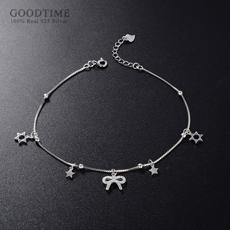 Vrouwen Enkelband Echt 925 Sterling Zilveren Zirkoon Kralen Ster Vlinder Enkelbandje Decoratie Sieraden Voet Accessoires Dress Up Voor Meisje