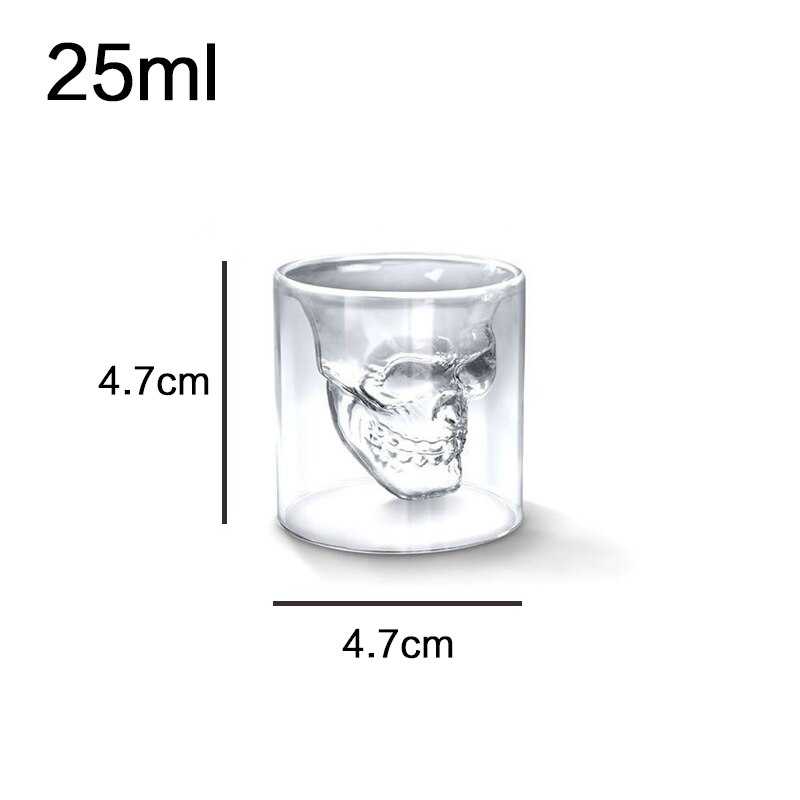 4 Sizess Skull Cup Shot Glass Transparent Cup Crystal Skull Head Glass Cup for Whiskey Wine Vodka Bar Club Beer Wine Glass: 25ml