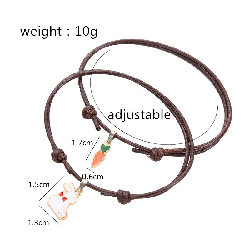 2-Piece Set Best Friend Cute Rabbit Carrot Bracelet Charming Couple Bracelet Jewelry Girl Party Accessories