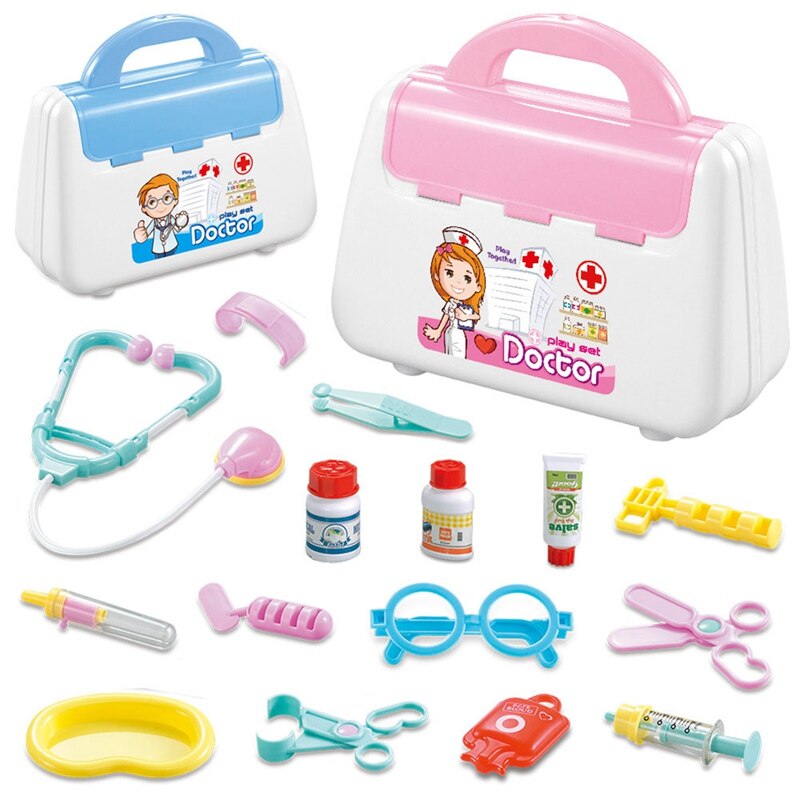 Børn legetøj piger drenge børn foregiver at spille læge legetøjssæt 15 stk simulation sygeplejerske boks sæt spil fødselsdag