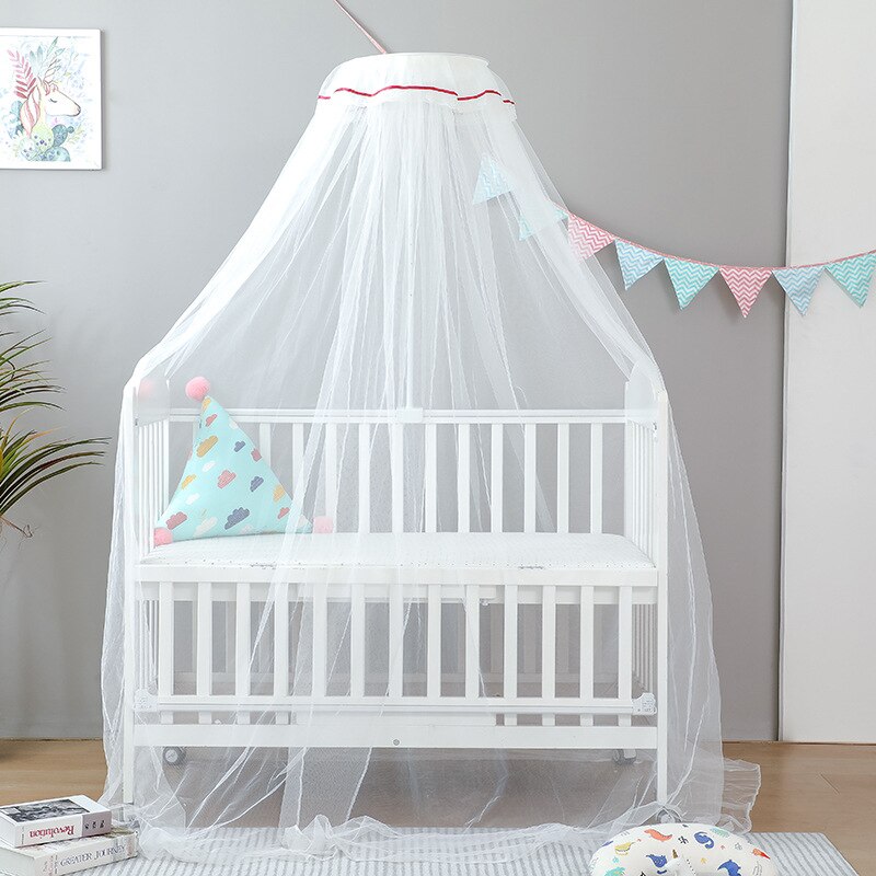 Zomer Baby Wieg Klamboe Self-Stand Baby Bed Net Crib Netting Met Houder Universele Baby Baby Bed Luifel inclusief Houder: red