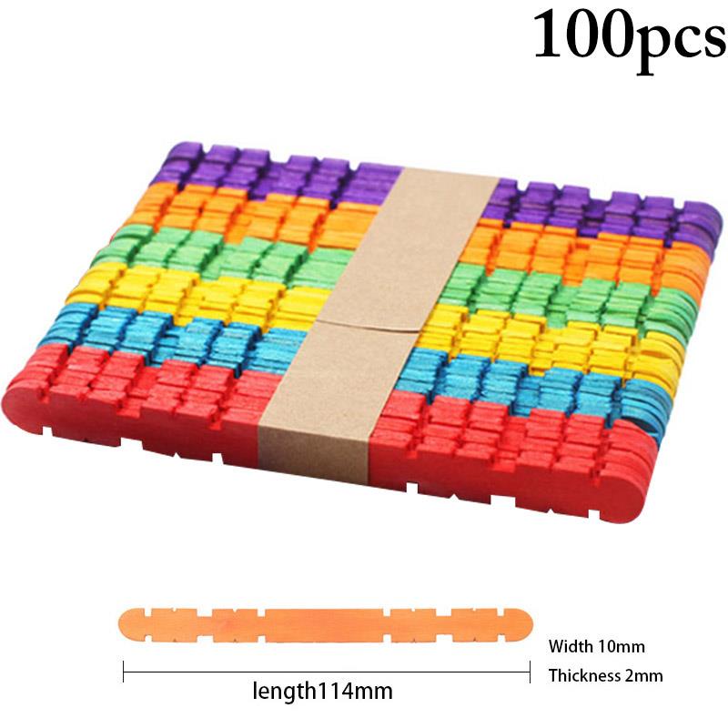 100PCS Kids Popsicle Stick Ice Cube Maker Colorful Cream Tools Model Special-Purpose Wooden Craft Stick Lollipop Mold: D