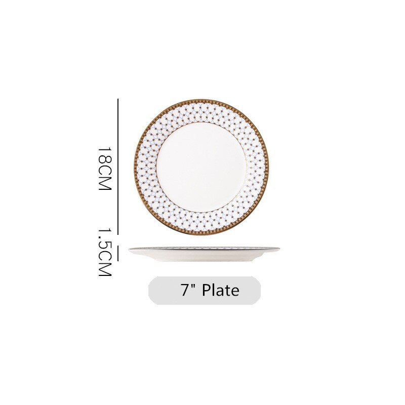 Porcelain Dinnerware Set Ceramic Dinner Plate Ceramic Plate Western Steak Plate Dishes scratch-resistant pendulum Fruit plate: Style C 7 inch