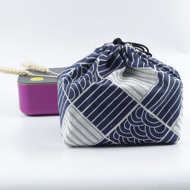 Lunchbox Tas Trekkoord Lunch Bag Bento Tote Pouch Draagbare Kinderen Opbergdoos Japanse Reizen Servies Opbergtas: 2