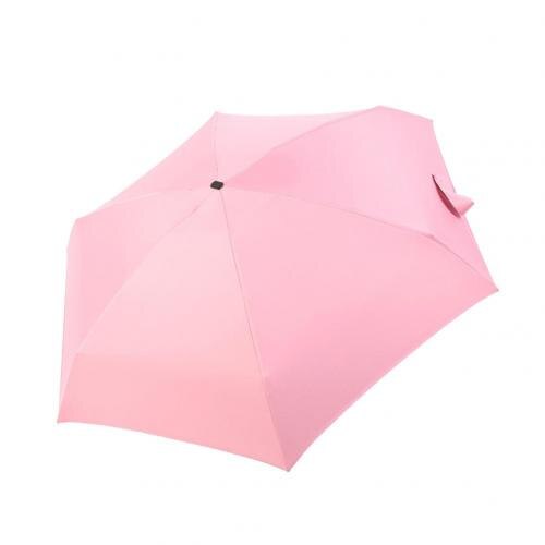 Portable Five-Fold Umbrella Mini Retractable Folding UV Protection Girl Umbrella Sun Umbrella: Pink