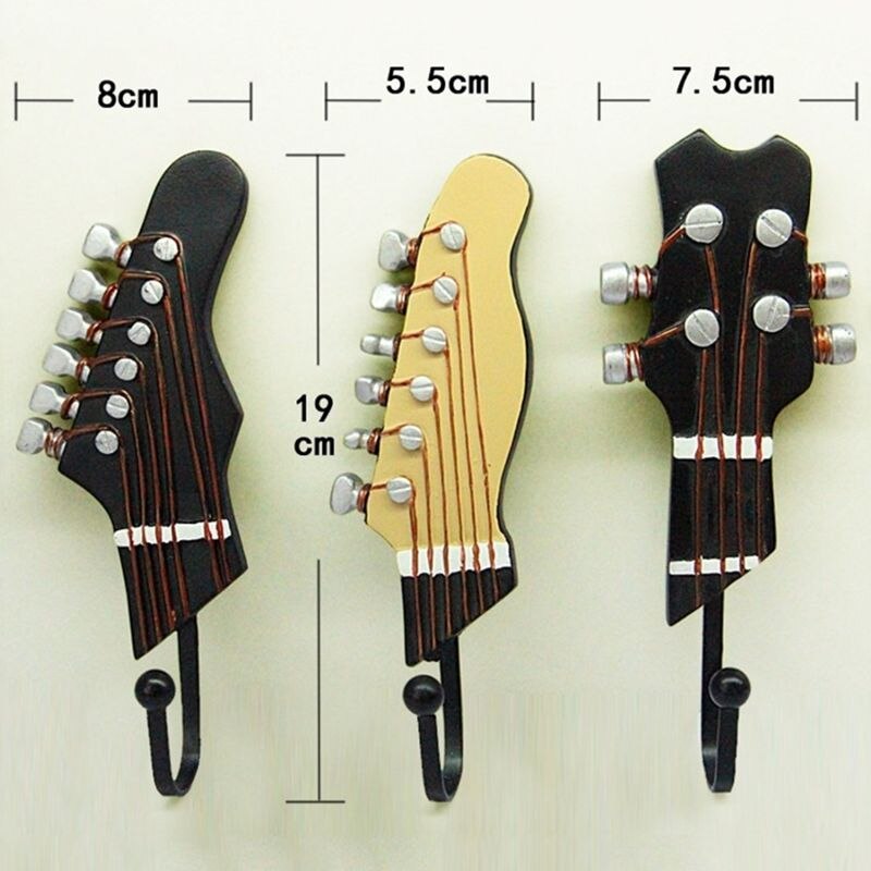 Vintage guitar formet dekorative kroge rack bøjler til hængende tøj frakker håndklæder nøgler hatte metal harpiks kroge vægmonteret han