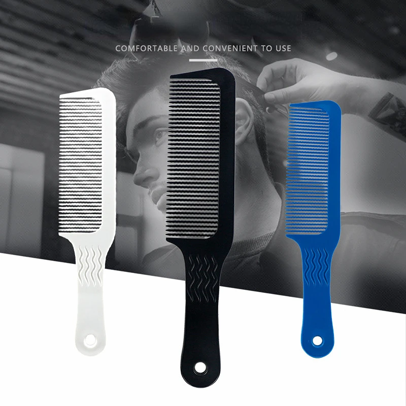 Peine de corte de cabeza plana para hombre, peine de corte de pelo antiestático, cepillo de corte de pelo de dientes anchos, accesorios profesionales para peluquero y salón, 1 ud.