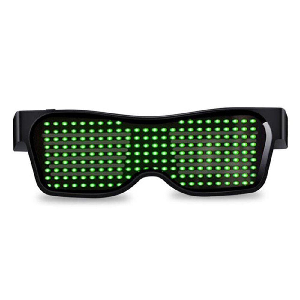 Mobilapp trådløs forbindelse førte bluetooth lysbriller personlighed dynamisk kort lysende blinkende køligt lys op legetøjsbriller: Grøn