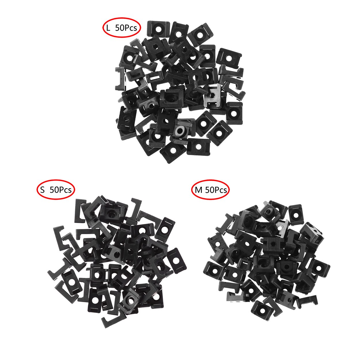 50 stk nylon fastgør beslag hjemmekontor kabelbinder mount base clips skrue type sadel form organisator vugger til ledningshåndtering