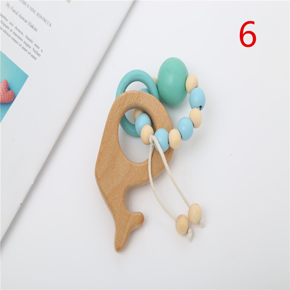 1Pc Hout Armband Dier Vormige Baby Organische Houten Siliconen Kralen Baby Molaire Speelgoed Voor Kids: 6