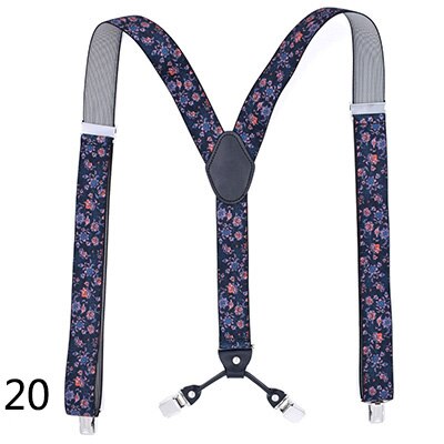 Deepeel 1pc 3.5X125cm Men Suspenders Adult 4 Clips Strap Multicolor Clip Buckles Elastic Male Jockstrap Business Accessories: 20
