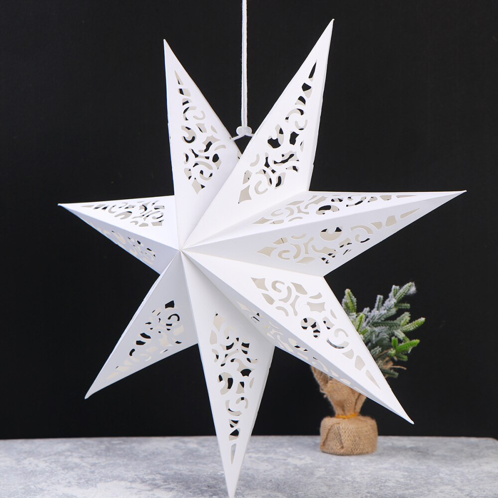 1pc 45cm papirfolde lampeskærm udhulet stjerne dekorativt lysdæksel julevindue hængende vedhæng dekoration ingen lampe: Default Title