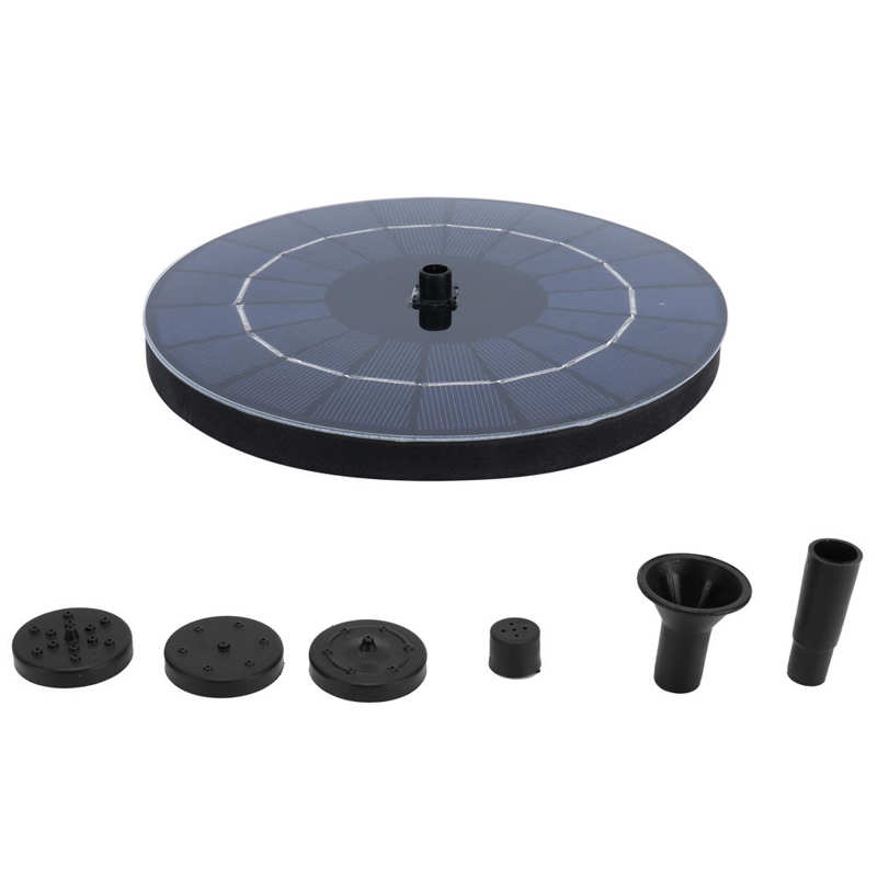 Fuente Solar Para Estanque NAIZY - 1.4W, Redonda, Caudal 180L/h Con 4 Boquillas De Spray