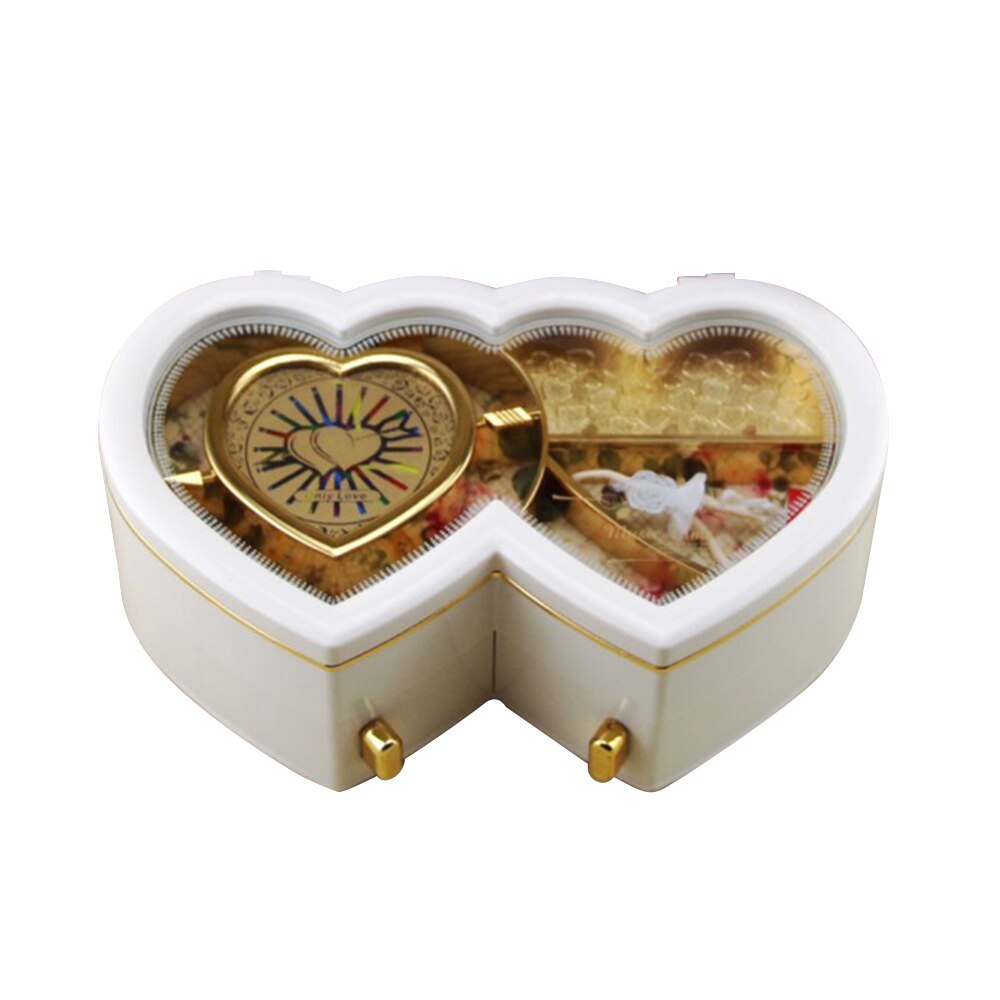Jewelry Storage Box clockwork Music Box Valentine's Day Year's with Dancer: Light Grey