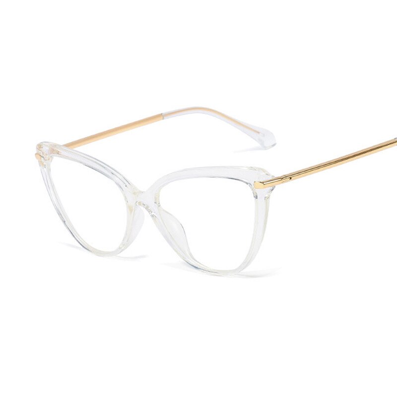 Gafas Cat Eye para mujer, Cateye Tr90 montura metálica, Gafas de piernas primaverales para mujer, Gafas Retro Vintage para mujer, marcos de Gafas: transparent