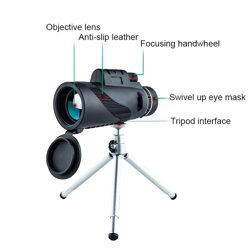 4k 1500m / 9500m högeffekts hd -zoommonokulärt teleskop vattentätt med klart fokus för att titta på strandcamping
