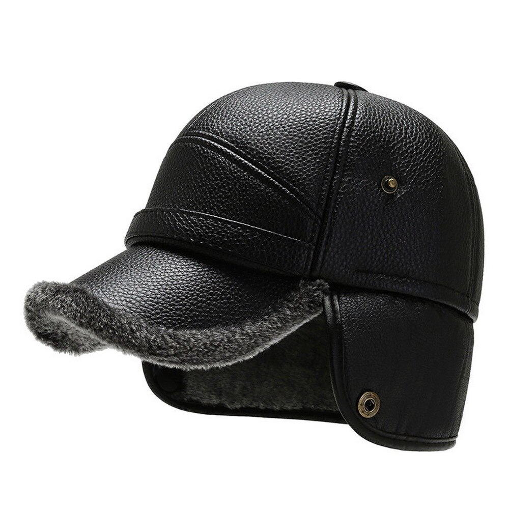 Gorra de invierno para hombre, estilo informal con protección para los oídos, visera cálida de felpa interna, sombreros geniales para ciclismo al aire libre