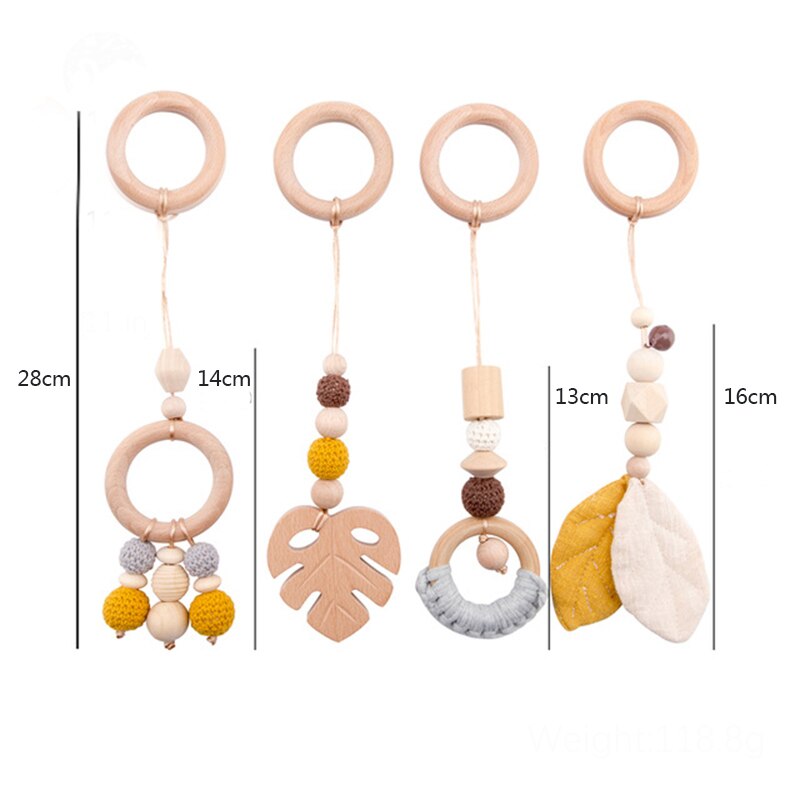 Nordic Baby Gym Spelen Kwekerij Zintuiglijke Ring-Pull Bijtring Speelgoed Baby Rammelaar Speelgoed Voor 0-12 Maanden Houten kralen Hanger Speelgoed Room Decor