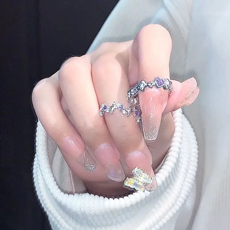 Kpop-Bague ouverte en forme de cœur pour femmes et filles, matiques de couple, rose, étoile, luxe, mariage, fête, de bijoux, Y2K, 2024