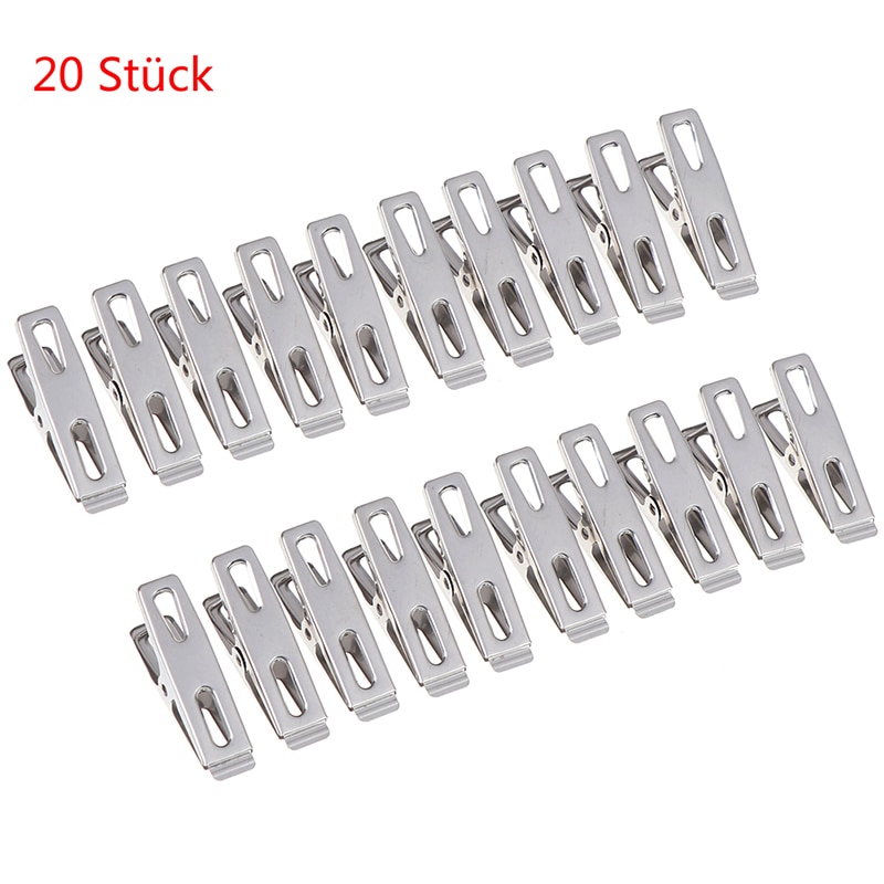 20 pièces pinces à linge suspendus épingles Clips blanchisserie ménage pinces à linge chaussettes sous-vêtements séchage support étagères acier inoxydable
