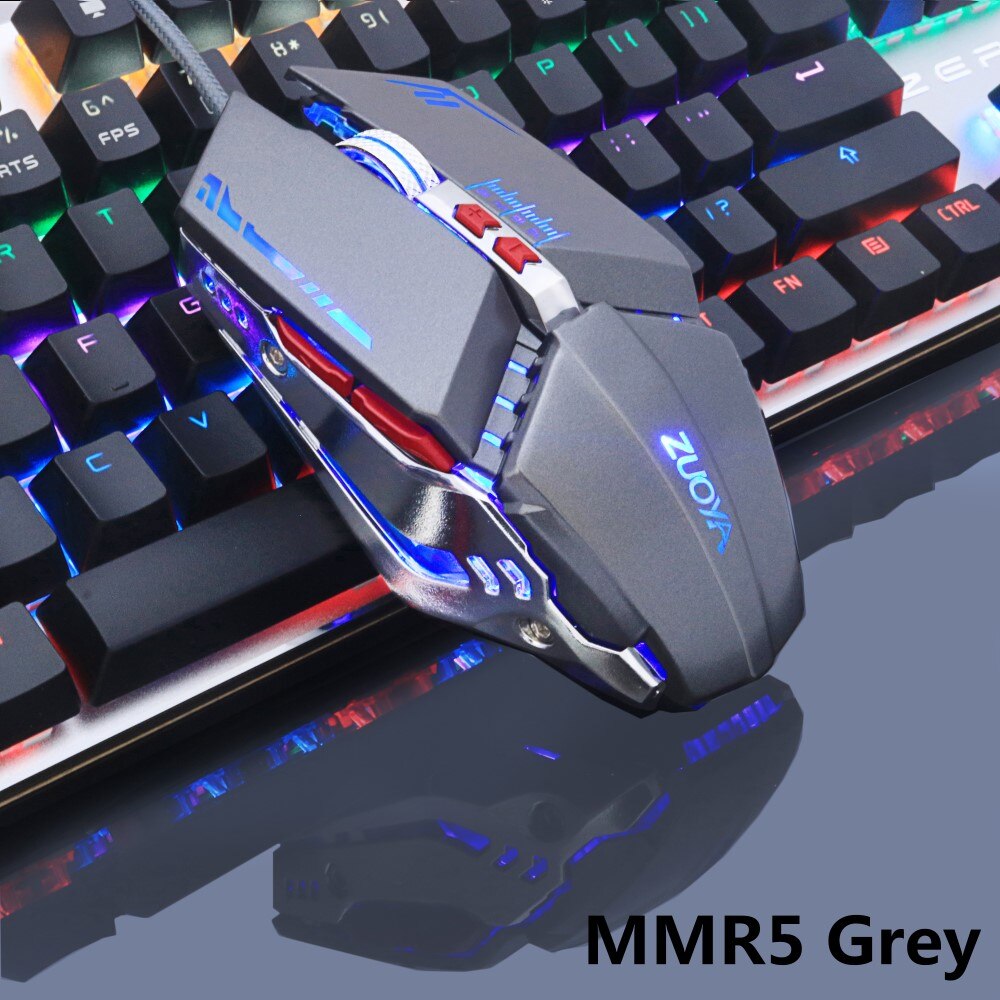 ZUOYA Professionelle gamer Spielen Maus 8D 3200DPI Einstellbare Verdrahtete Optische LED Computer Mäbenutzen USB Kabel Maus für Laptop PC: MMR5 Silber- grau