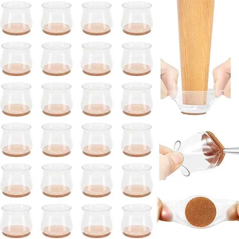 4/16Stck Möbel Bein Fuß Schutz transparent Tisch und Stuhl Fuß Abdeckung Silikon Tragen-beständig Kappe Lärm reduktion