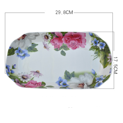 12 inch, fine bone china dinner service plate tray, ceramic oval fish dishes, decorative buffet dishes serving, big cake tray: D