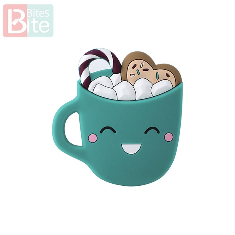 1 Pc Baby Bijtring Glimlach Cups Food Grade Perle Siliconen Knaagdieren Pasgeboren Verpleegkundige Fopspeen Hanger Childen's Goederen Kinderziektes Speelgoed: turquoise