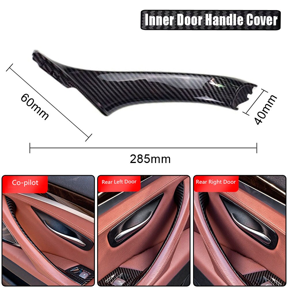 For BMW F10 F11 F18 5 Series 7pcs Interior Window Lift Switch Panel Door Handle Trim Carbon Fiber ABS LHD RHD