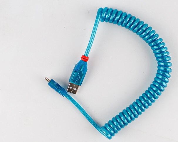 Mechanical Keyboard GH60 USB cable mini USB port for poker 2 GH60 keyboard kit DIY LINDY coliled Cable wire: BLUE