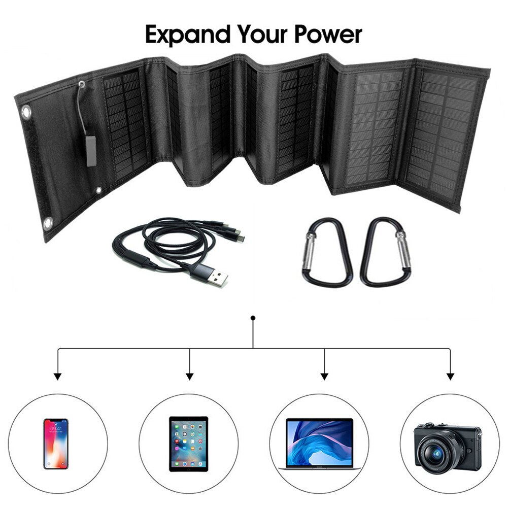 25W Solar Panel Kit USB Output Devices Solar Panel Portable Outdoor Mobile Phone Power Battery Cells Charger for Camping Hiking