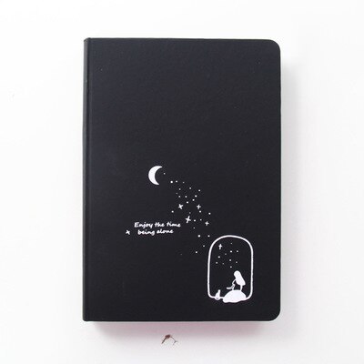 Tout noir bloc-notes papier blanc Page intérieure cahier 96 feuilles 32k 128*186mm Album étoilé fille Style carnet de croquis papeterie: A