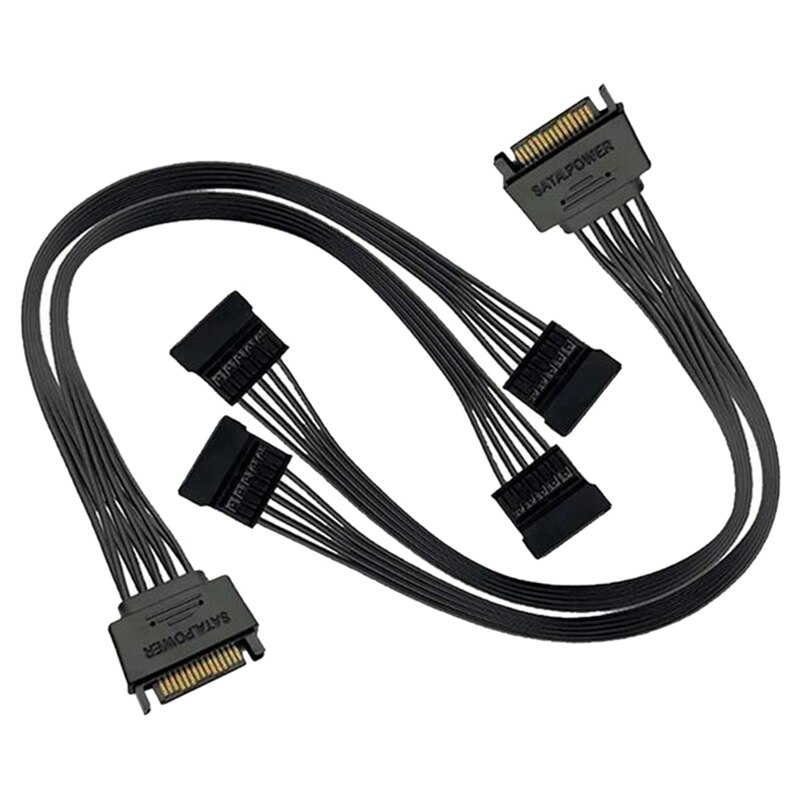 2PCS SSD Power Cable Hard Drive Power Cable SATA 15 Pin Male to 2XSATA 15 Pin Female Power Y-Splitter Extension Cable
