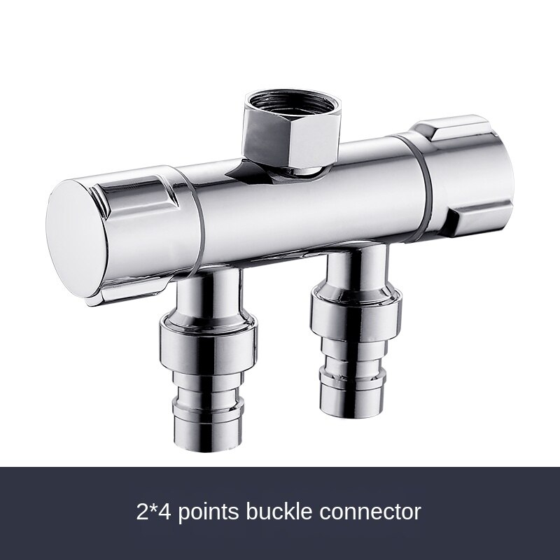 Water Divide Valve Washing Machine Faucet Current Divider One Divided into Two Double Union Tee into Two Output Angle Adapter: Ivory